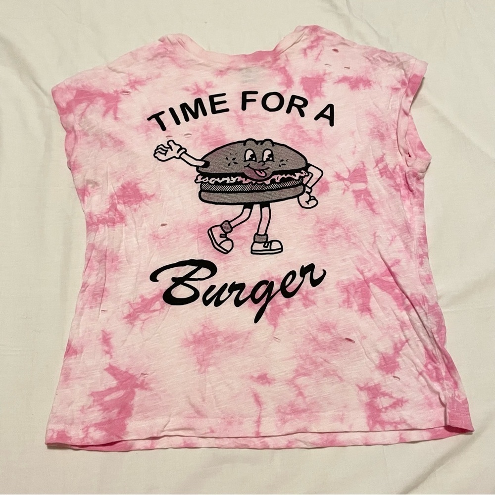Forever 21 Women Pink Dyed Round Neck T-shirt Size Small Distressed